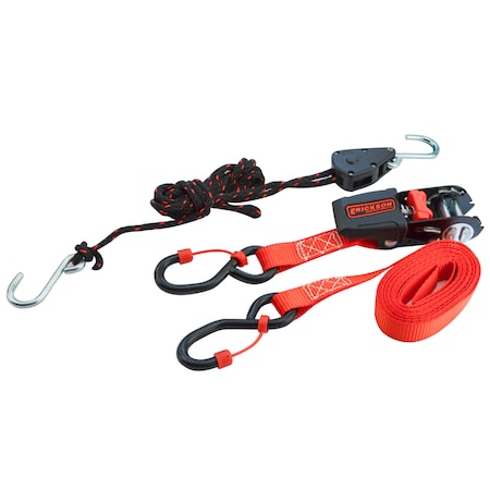 Erickson Combo Pack 1/8"X6Ft Tite Rope &3/4"X10Ft Ratchet Strap w/ CapLocks 31406